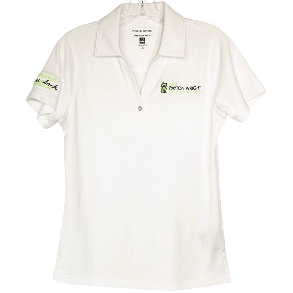 Pebble Beach White Company Logo Polo Short Sleeve Golf Top Womens Size Small